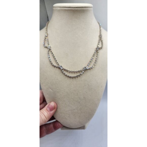 Rhinestone Draped Necklace - Adjustable 14"-16" - Picture 4 of 4